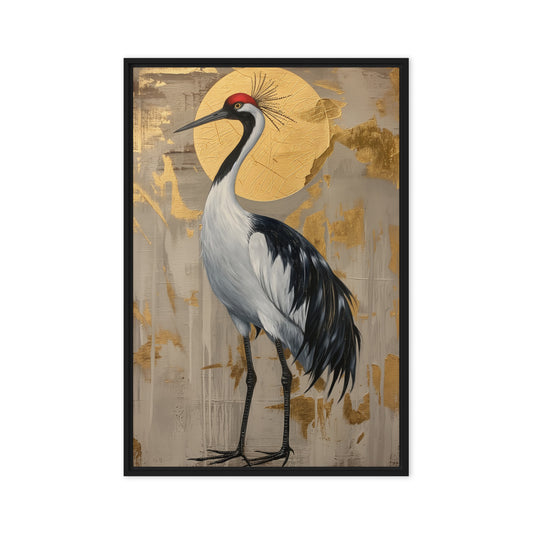 Crane Japanese Art Framed Canvas