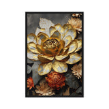 Bronze Flower Floral Art Framed Canvas