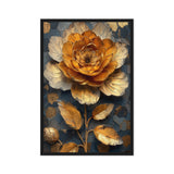 Golden Flower Floral Art Framed Canvas