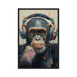 DJ Monkey Trendy Art Framed Canvas