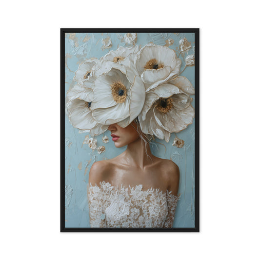 Woman Flowerhead Modern Art Framed Canvas