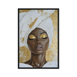African Woman Impasto Art Framed Canvas