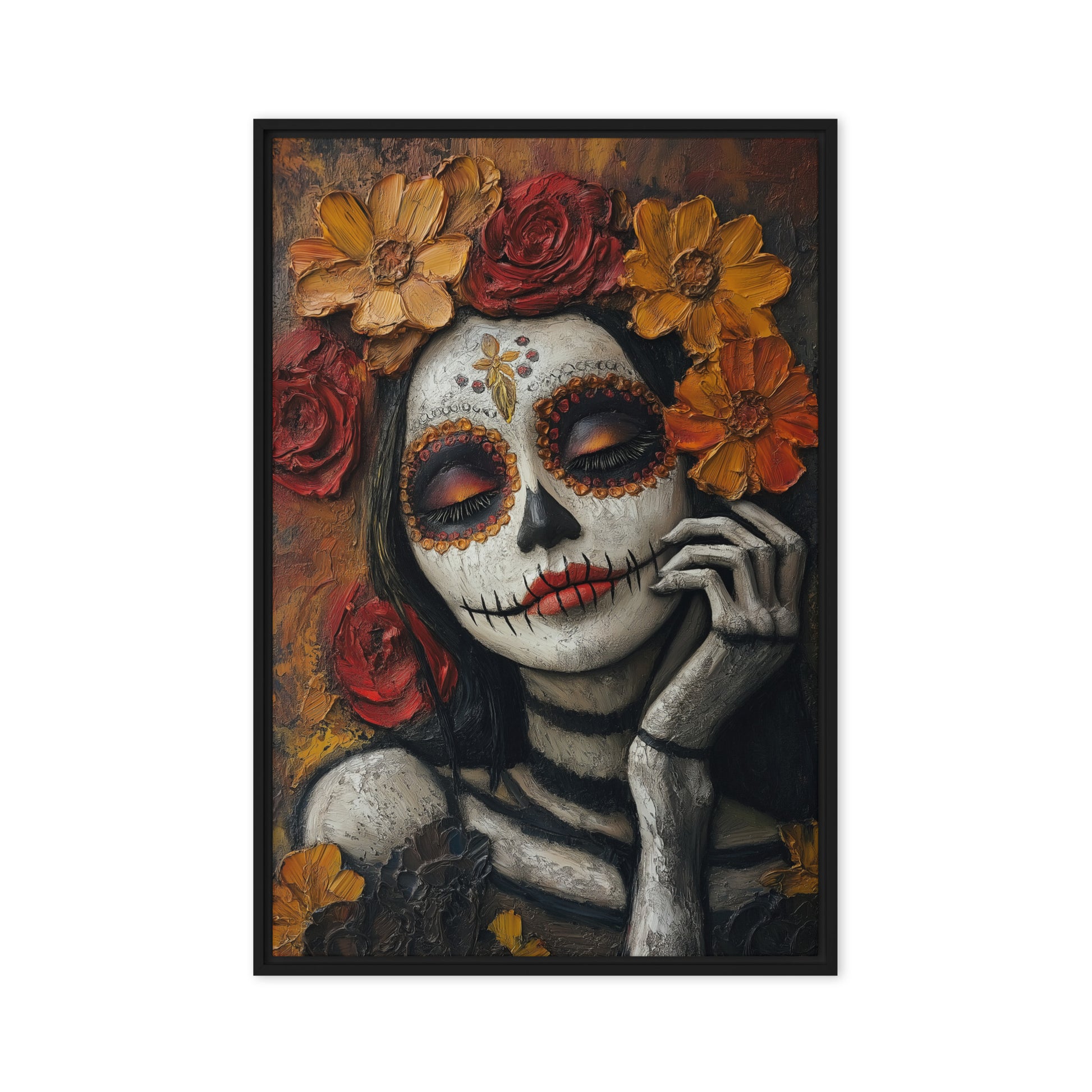Day of the Dead Mexico Modern Art Framed Canvas