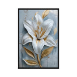 White Lilly Floral Art Framed Canvas