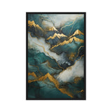 Teal & Gold Landscape Modern Art Framed Canvas