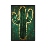 Cactus Green & Gold Modern Art Framed Canvas