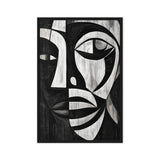 African Abstract Art Black and White Framed Canvas