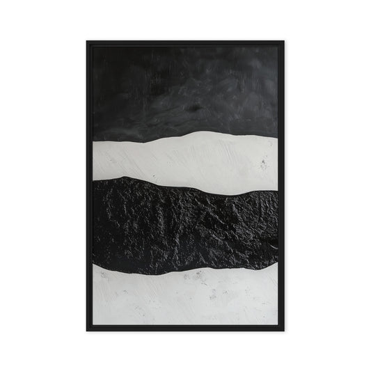 Black White Wabi Sabi Art Framed Canvas