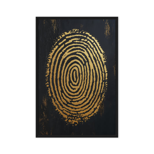 Finger Print Modern Art Black Gold Framed Canvas