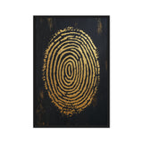 Finger Print Modern Art Black Gold Framed Canvas