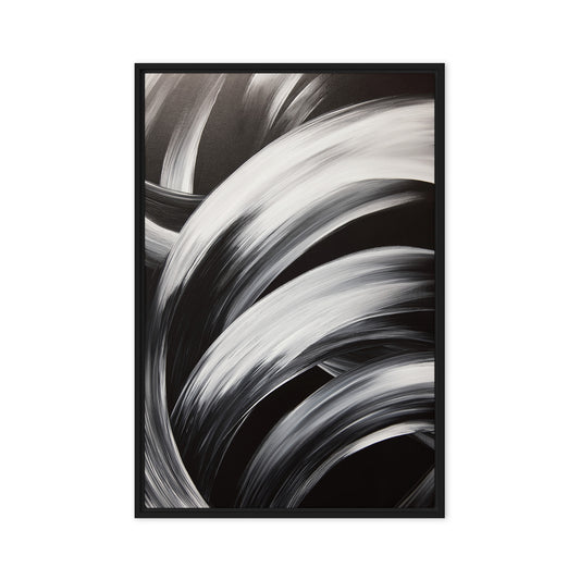 Black & White Brushstroke Art Framed Canvas