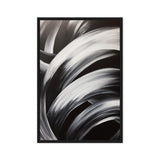 Black & White Brushstroke Art Framed Canvas