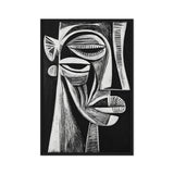 African Abstract Art Black & White Framed Canvas
