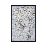 Woman Flower Head Modern Art Framed Canvas