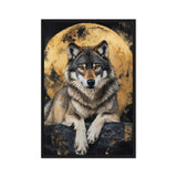 Wolf & Full Moon Modern Art Framed Canvas