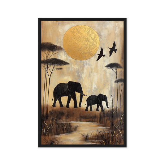 African Landscape Art Framed Canvas