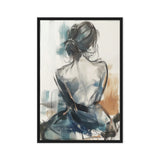 Woman Line & Watercolor Art Framed Canvas