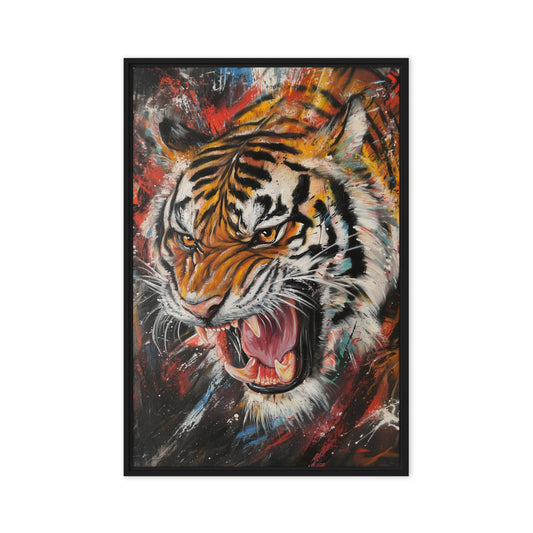 Roaring Tiger Modern Art Framed Canvas