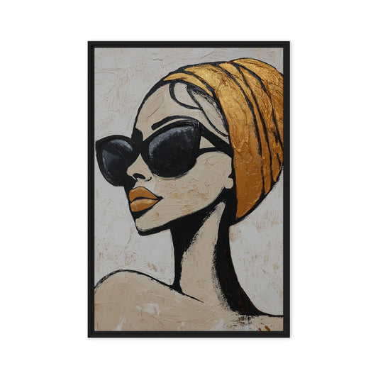 Woman in Sunglasses Fashion Art Framed Canvas
