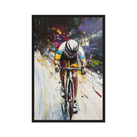 Cycling Modern Art Framed Canvas