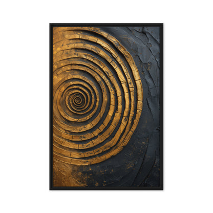 Spiral Gold Black Modern Art Digital Print