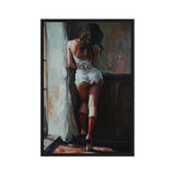 Woman In Lingerie Sensual Art Framed Canvas - PaintFu