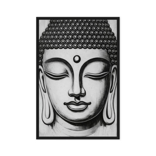 Black and White Buddha Spiritual Art Digital Print - PaintFu