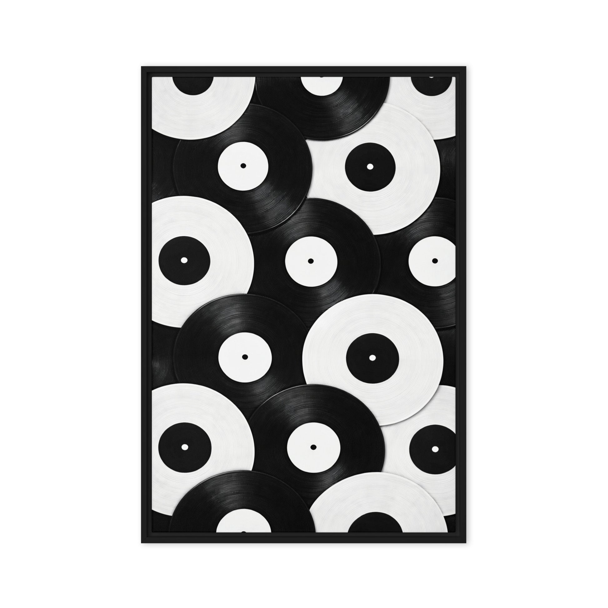 Black and White Vinyl Records Digital Print - PaintFu