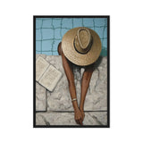 Poolside Woman Art Framed Canvas - PaintFu