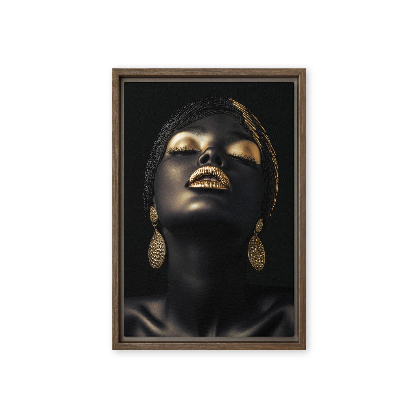 African Beauty in Gold Framed Canvas