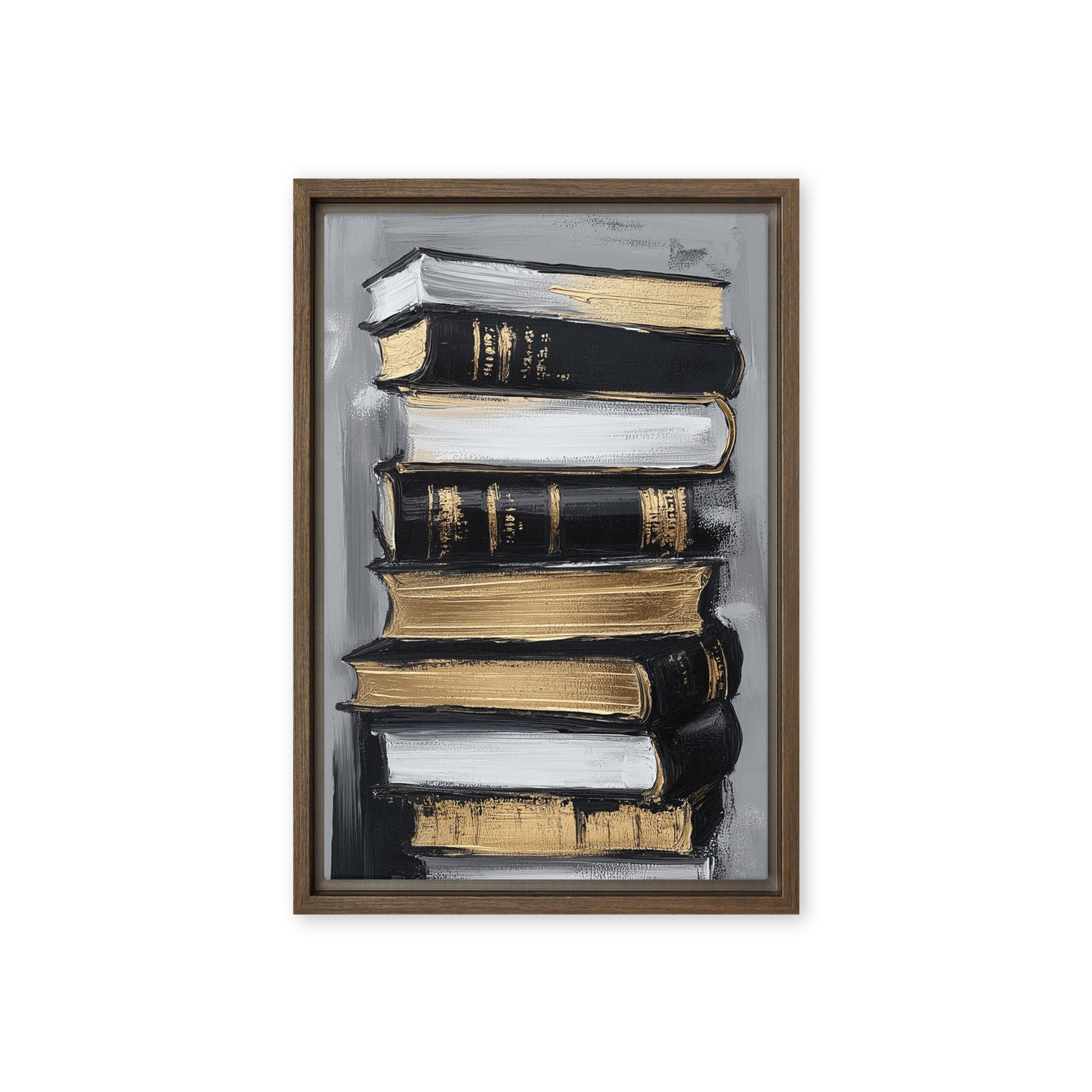 Stack of Books Modern Art Framed Canvas
