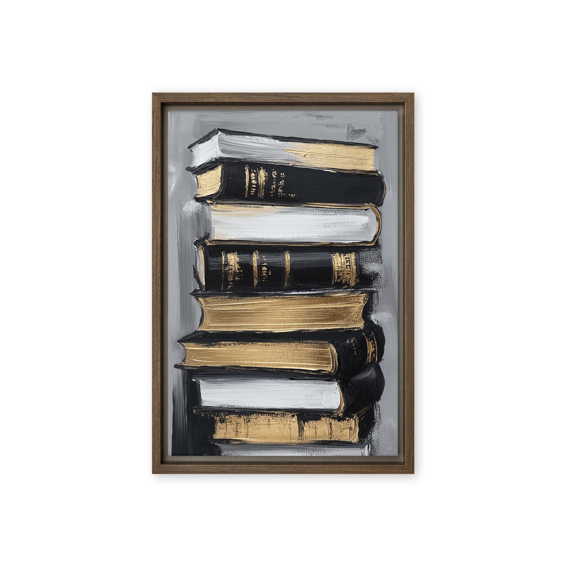 Stack of Books Modern Art Framed Canvas