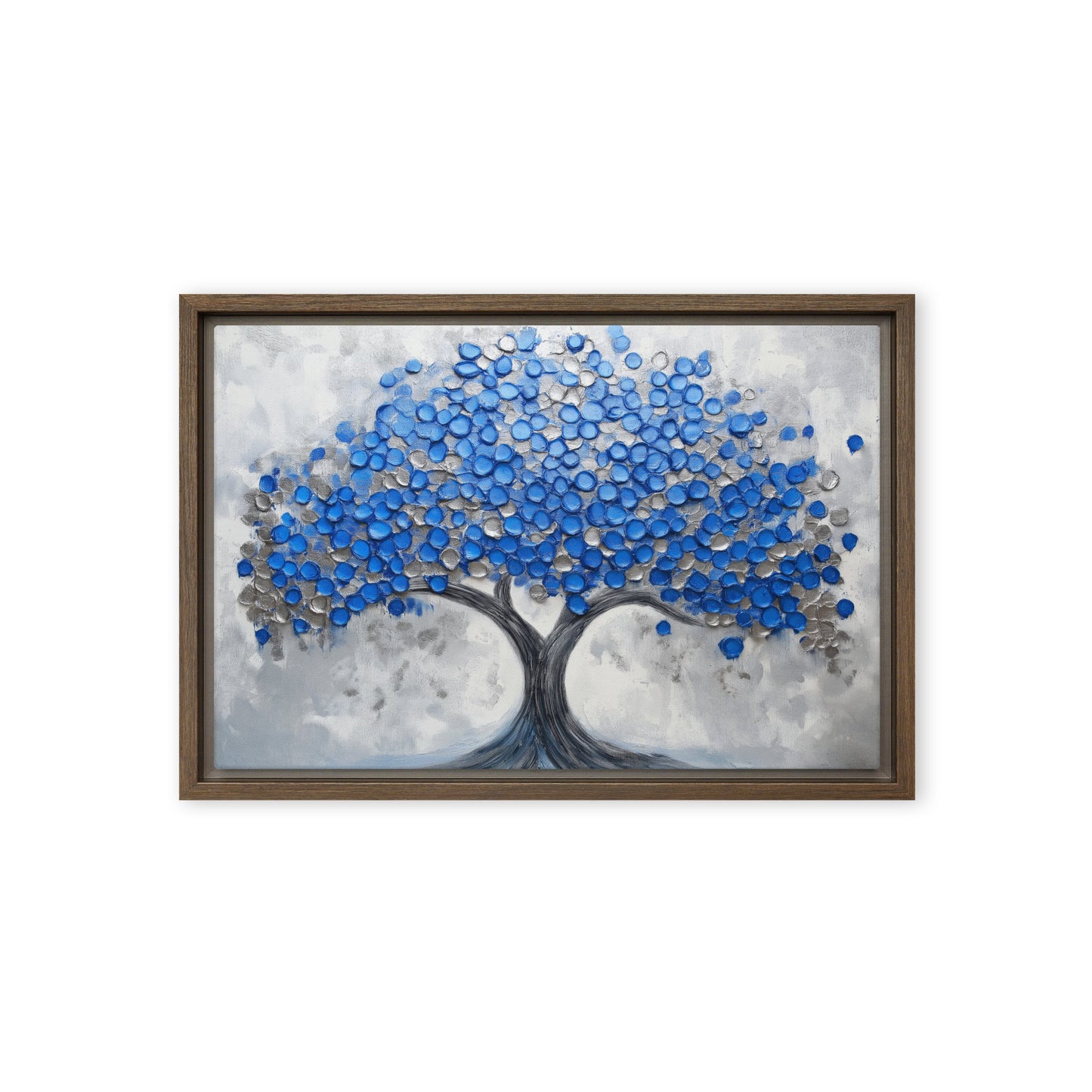Blue Tree Modern Art Framed Canvas