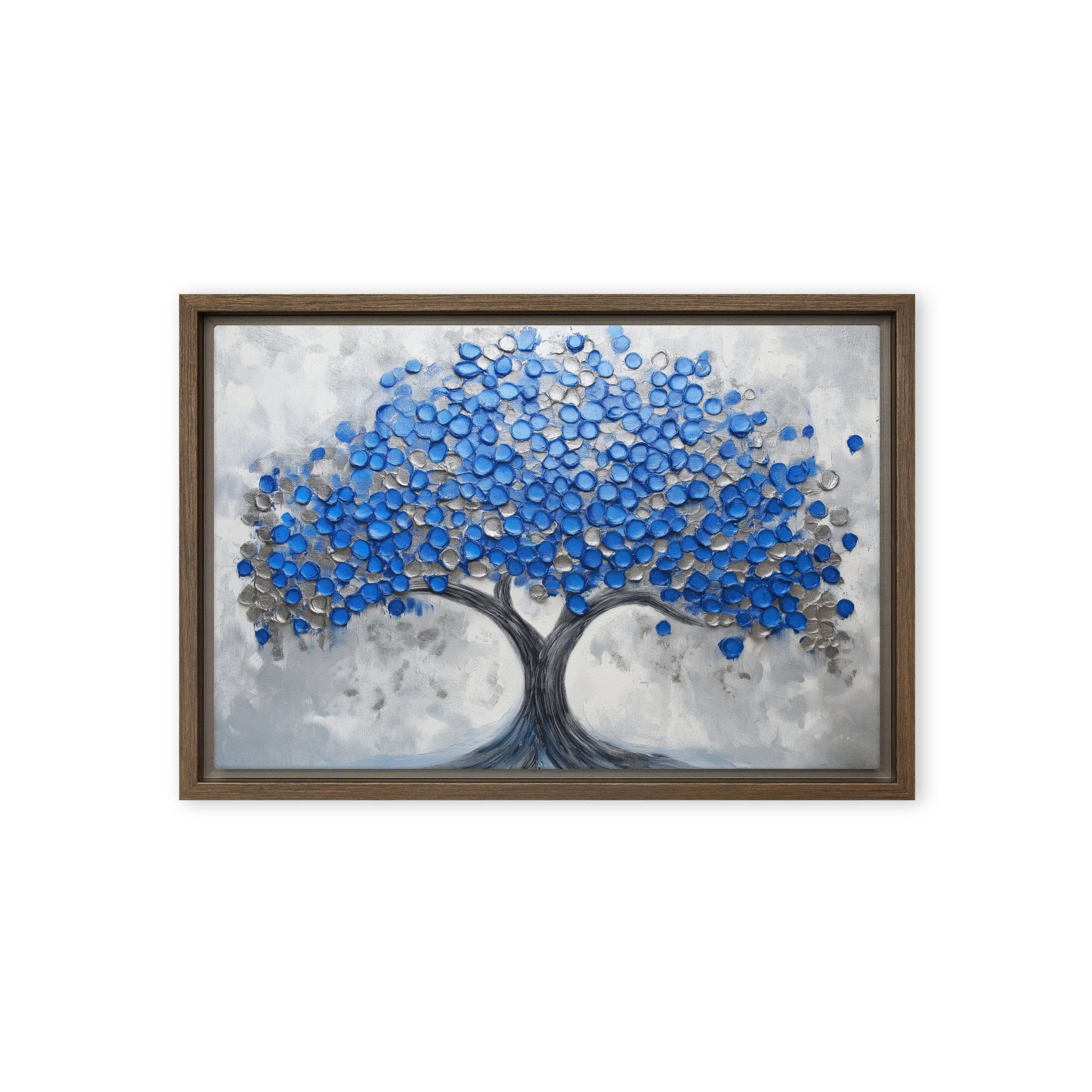 Blue Tree Modern Art Framed Canvas