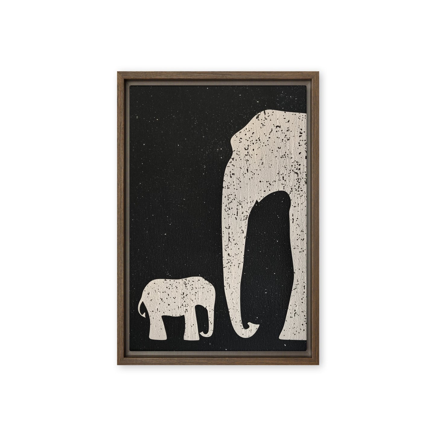Elephant & Cub Minimalist Art Framed Canvas