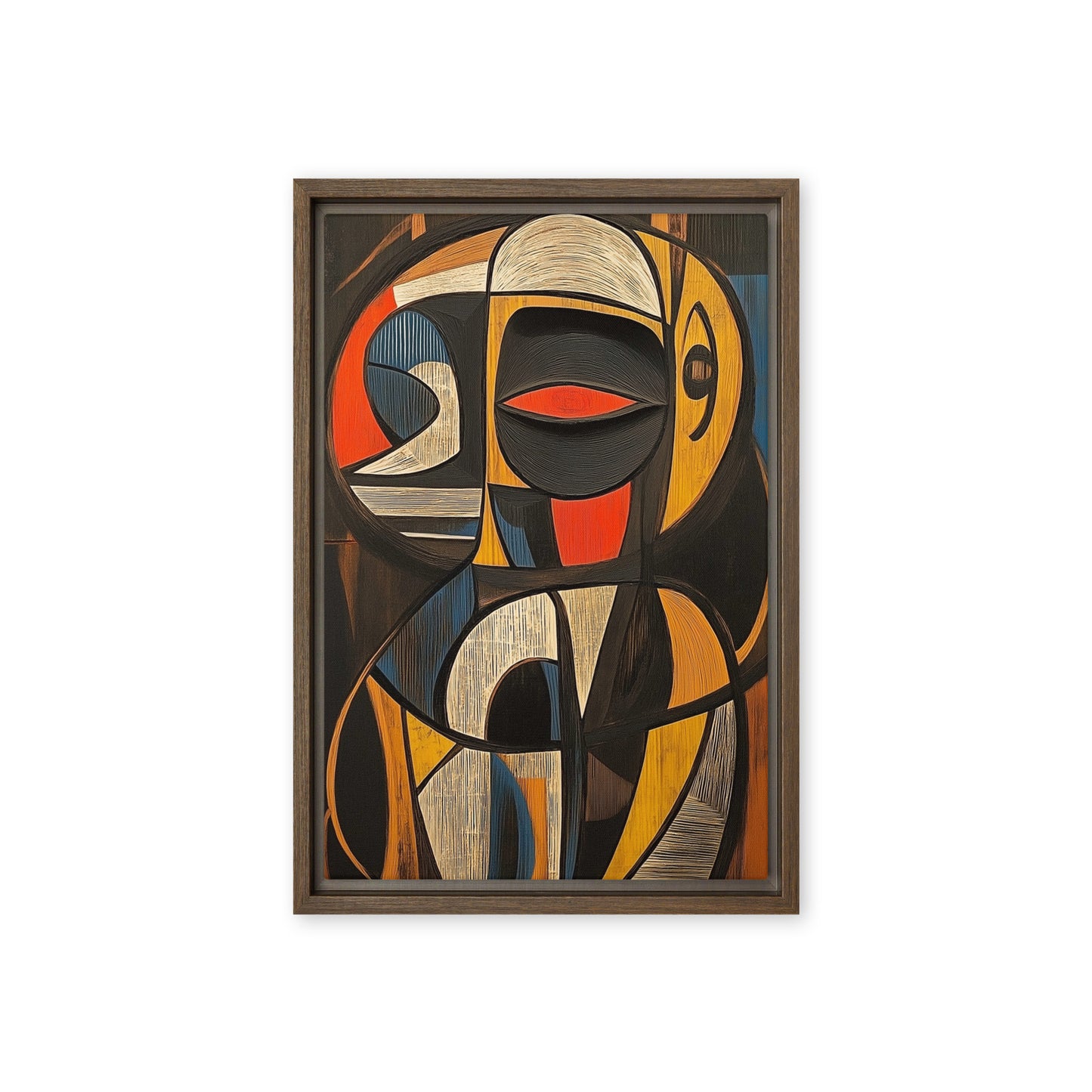 African Abstract Art Framed Canvas