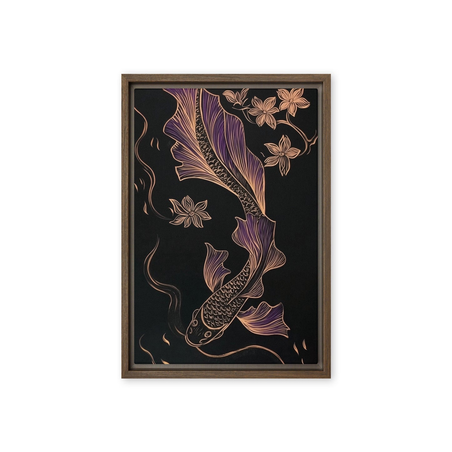 Koi Fish Line Art Framed Canvas