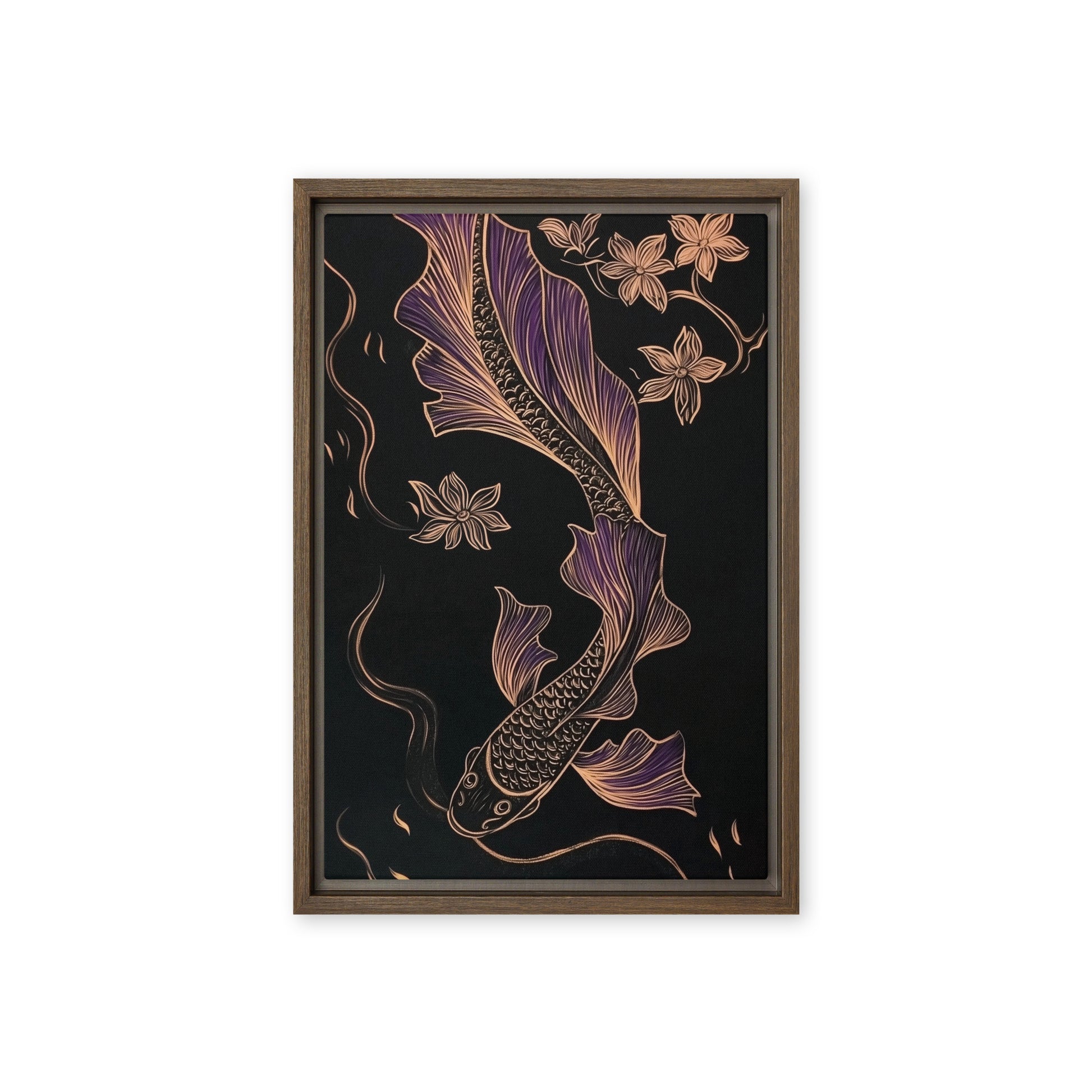 Koi Fish Line Art Framed Canvas