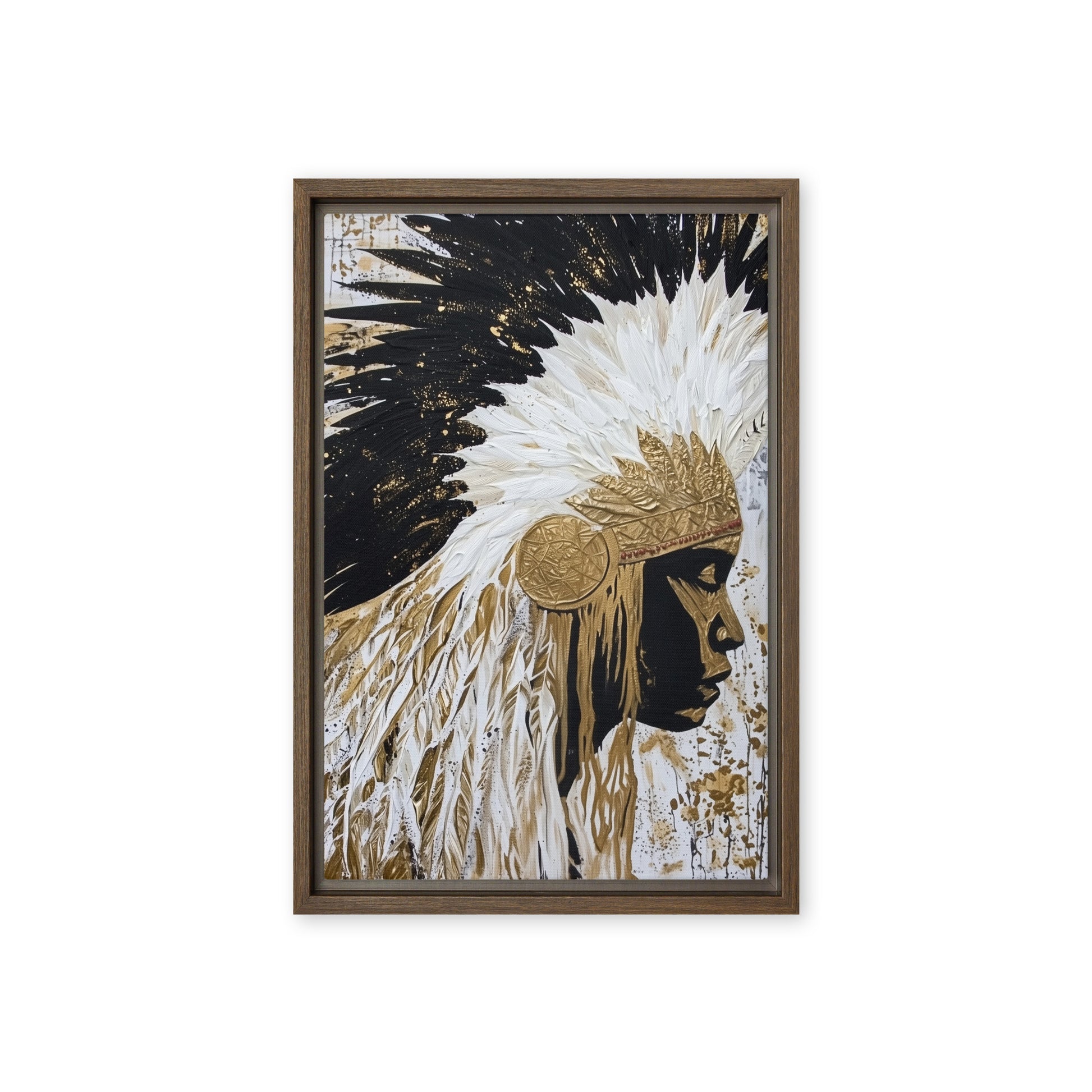 Headdress Native American Art Framed Canvas