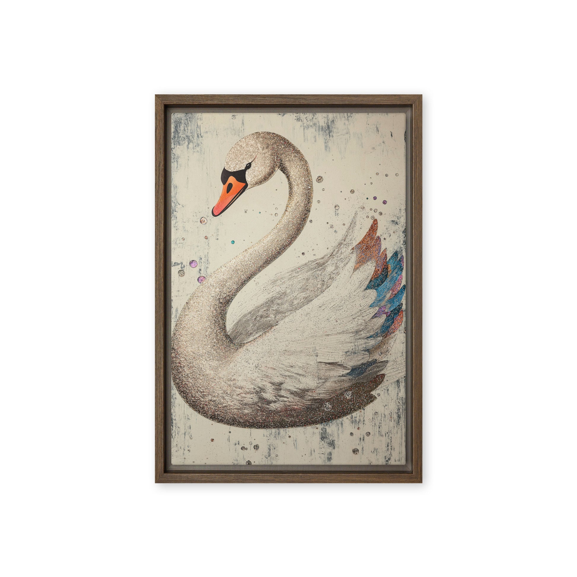 White Swan Modern Art Framed Canvas