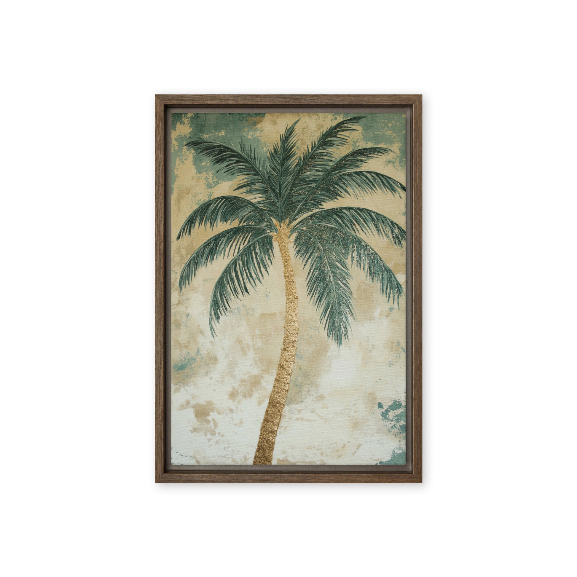 Palm Tree Beach Art Framed Canvas