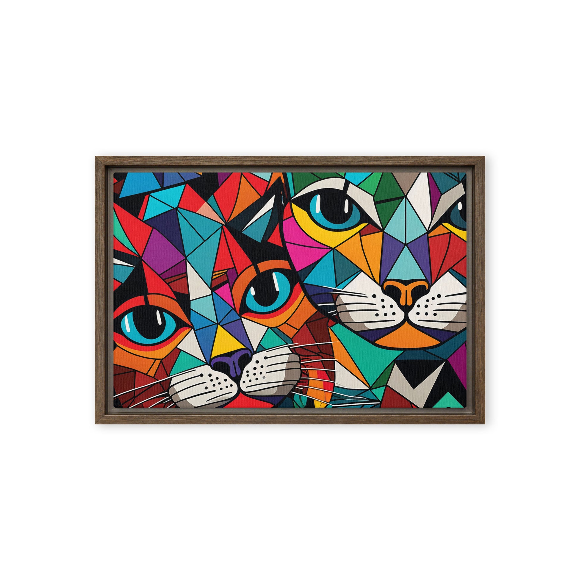 Cats Mosaic Art Framed Canvas