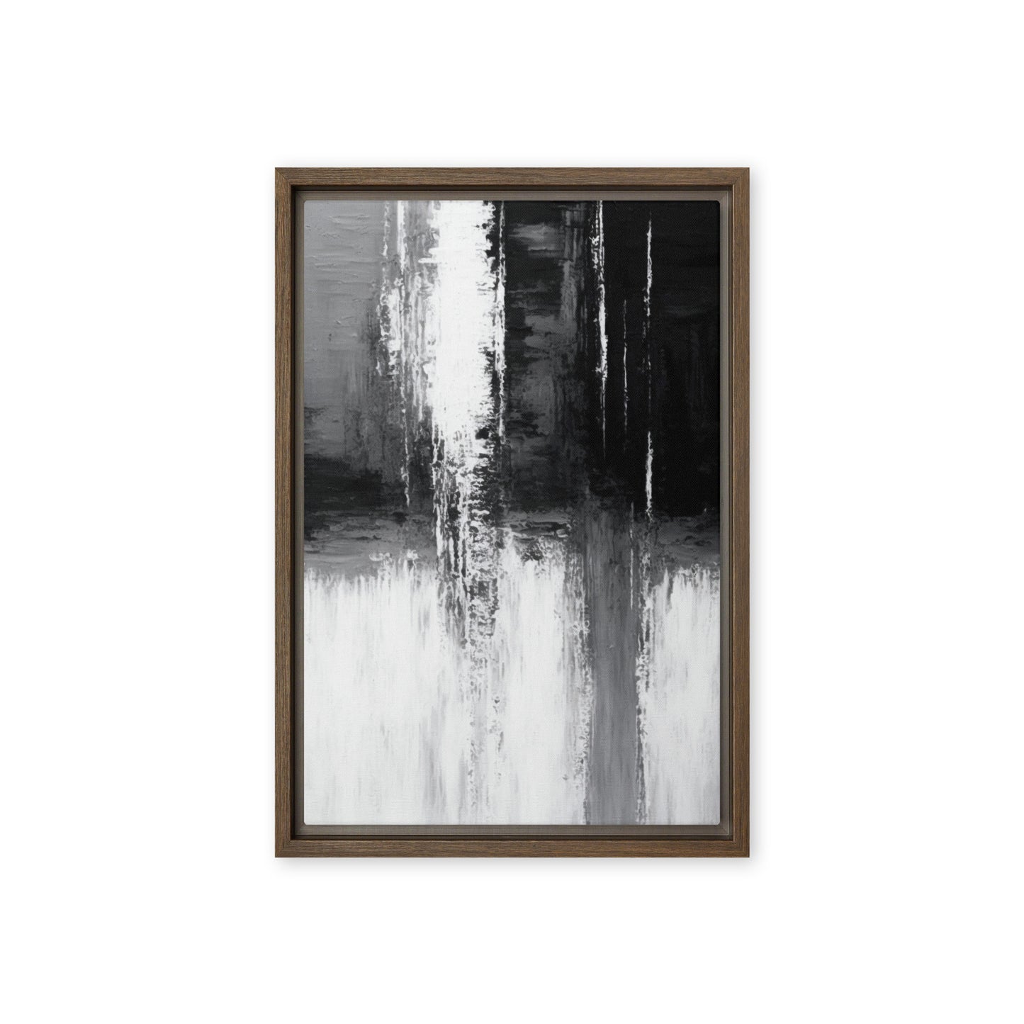 Black White Grey Abstract Art Framed Canvas
