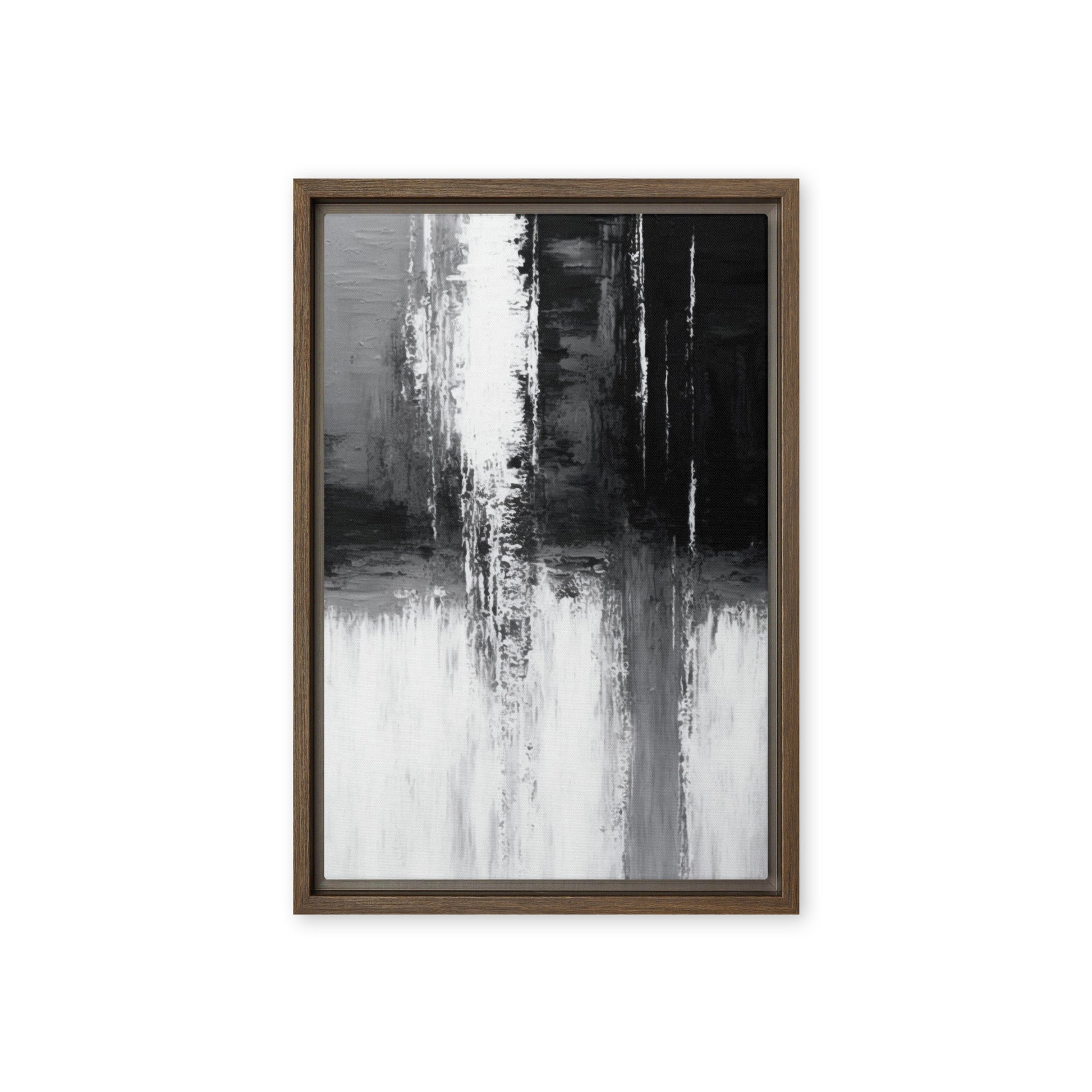 Black White Grey Abstract Art Framed Canvas