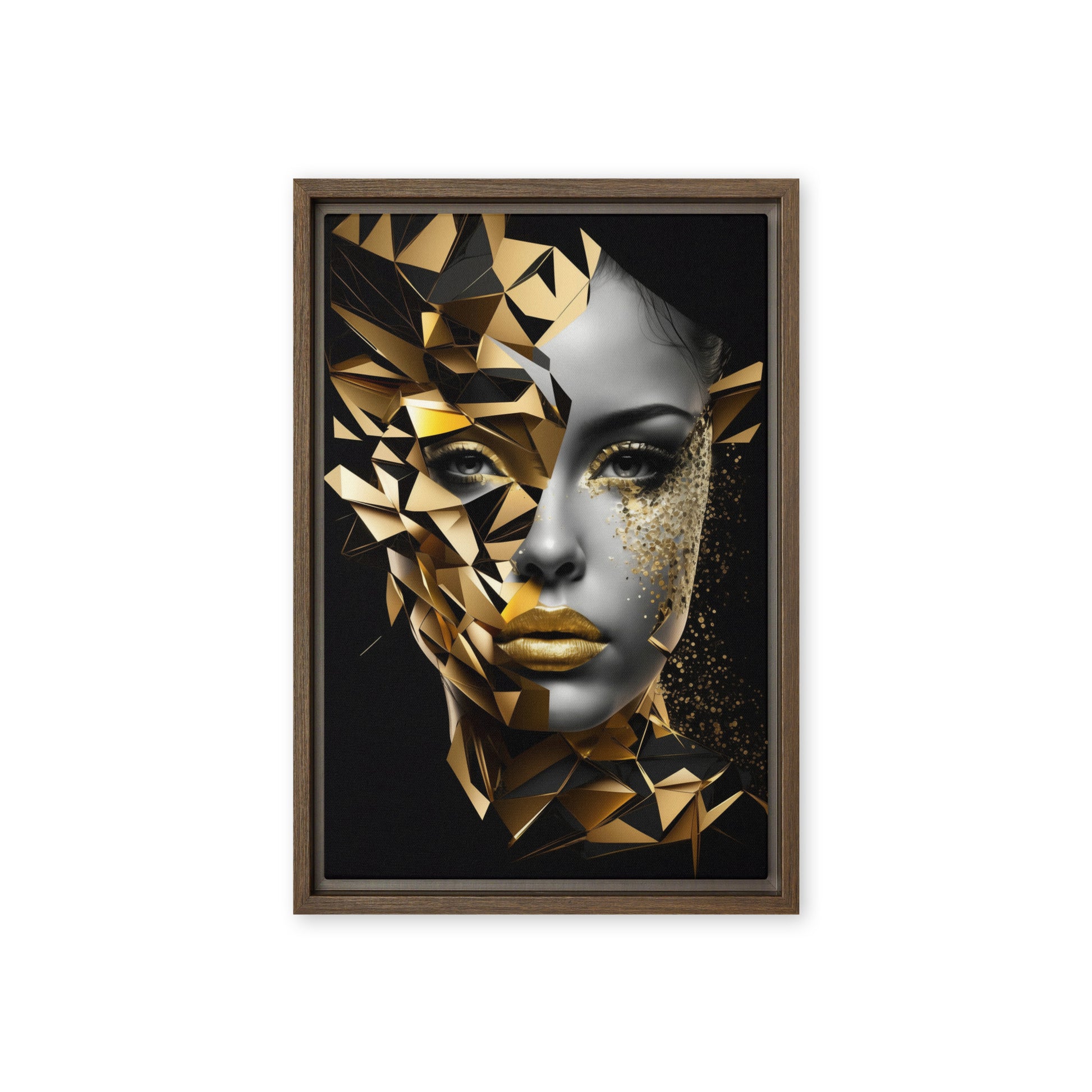 Woman Portrait Geometrical Art Framed Canvas
