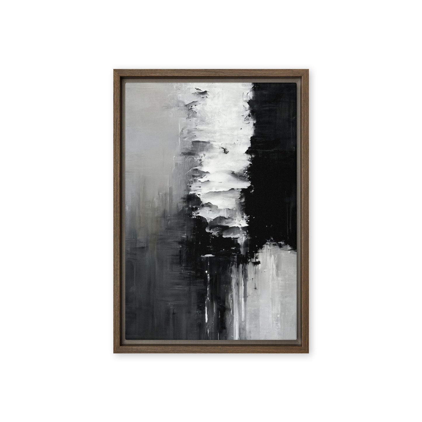 Black White Abstract Art Framed Canvas