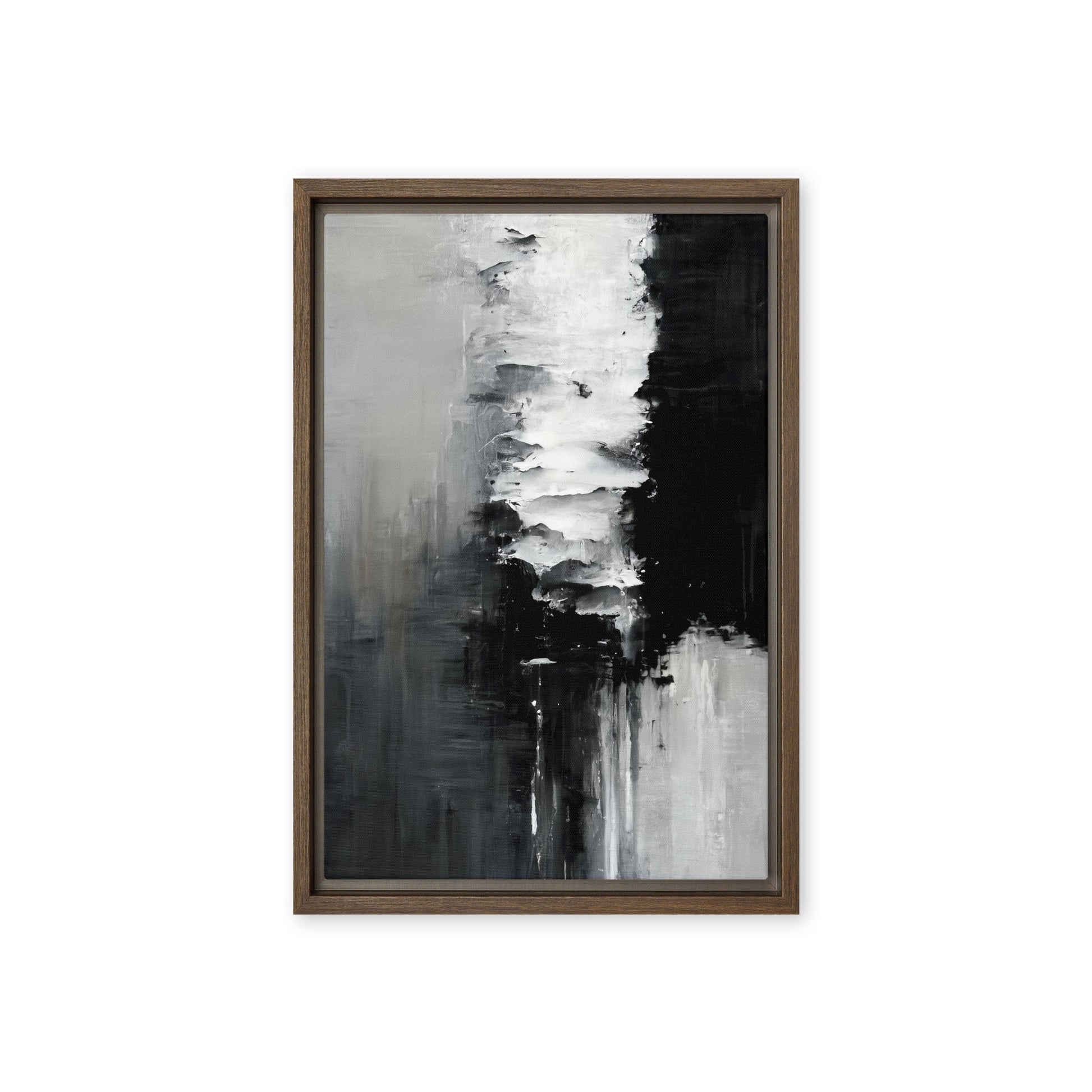 Black White Abstract Art Framed Canvas
