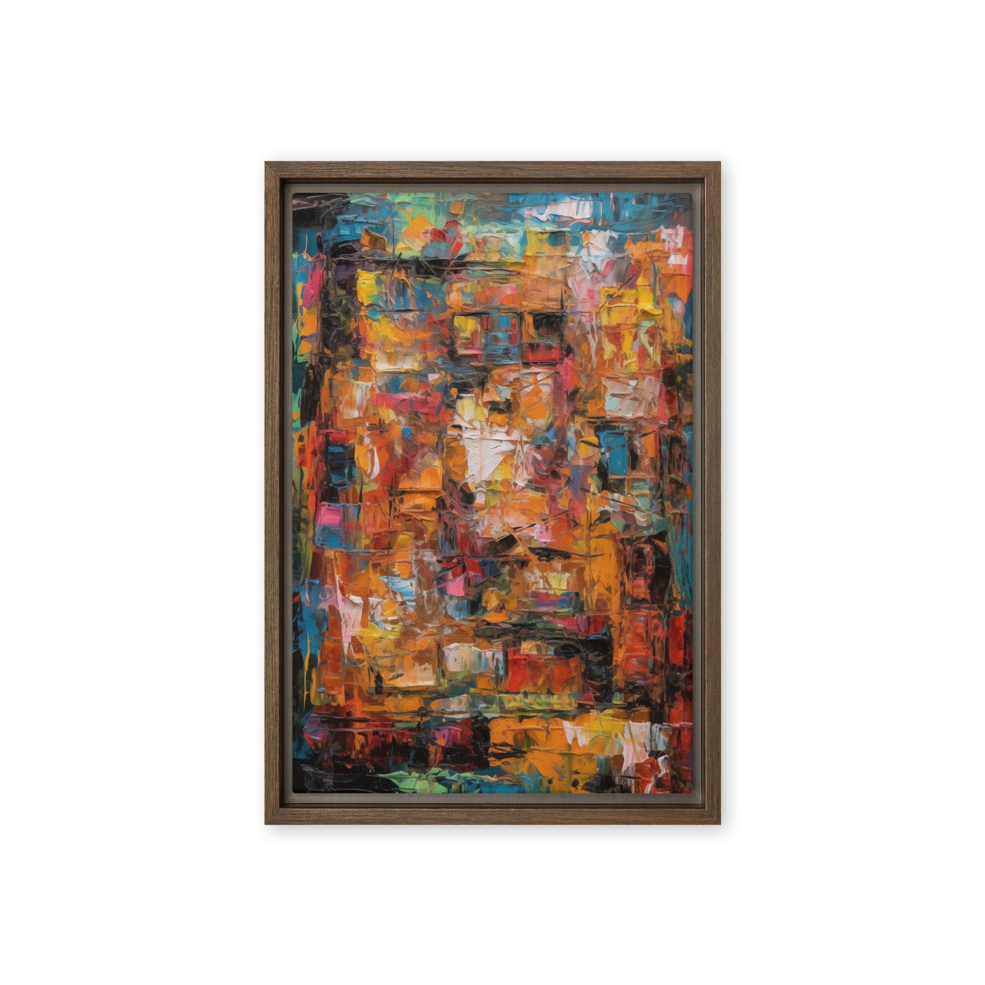 Colorful Impasto Modern Art Framed Canvas