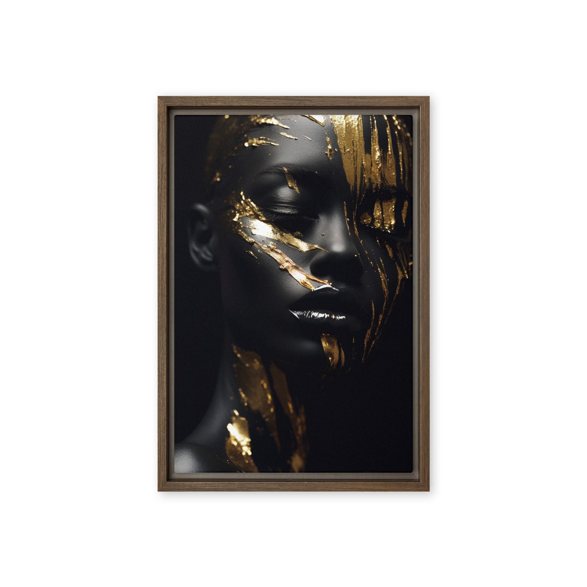 African Woman In Gold Framed Canvass