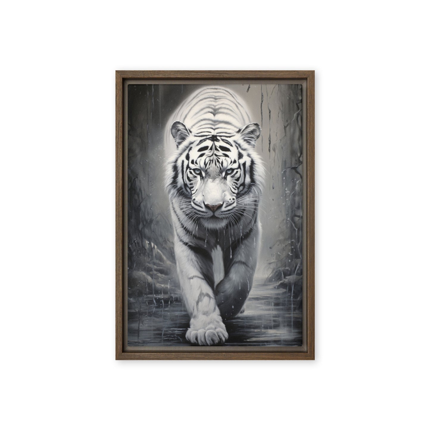 White Tiger Framed Canvas
